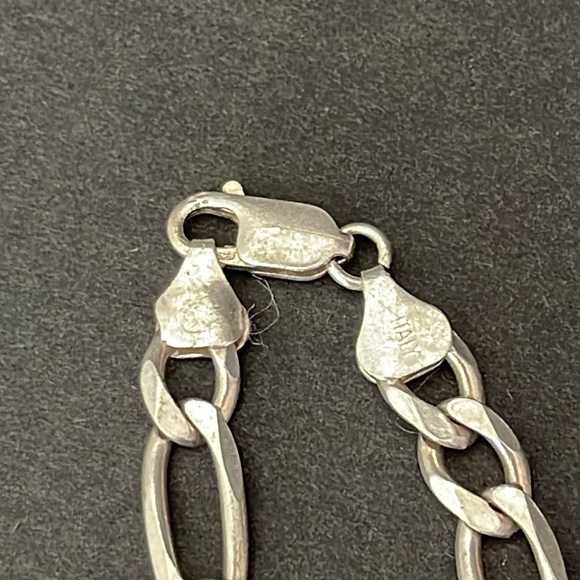 STERLING SILVER FIGARO LINK BRACELET - Picture 2 of 9